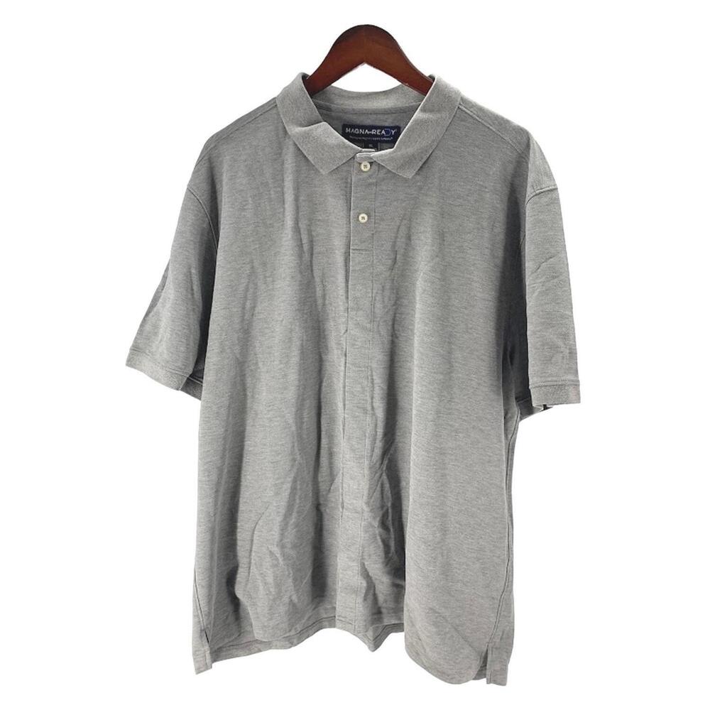 Magnaready SS State Knit Polo W Magnetic Closures Med Grey Hth